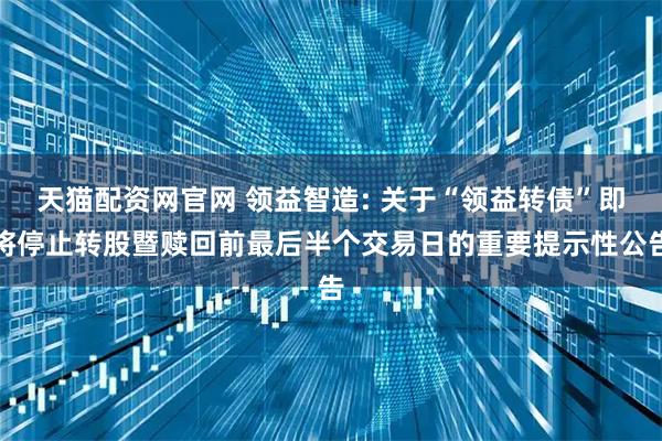 天猫配资网官网 领益智造: 关于“领益转债”即将停止转股暨赎回前最后半个交易日的重要提示性公告